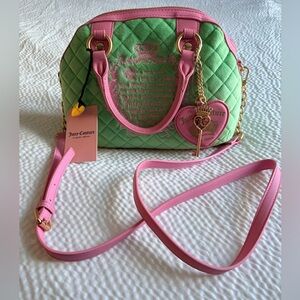 NWT Juicy Couture Juicy Tale pink and green quilted crossbody bag